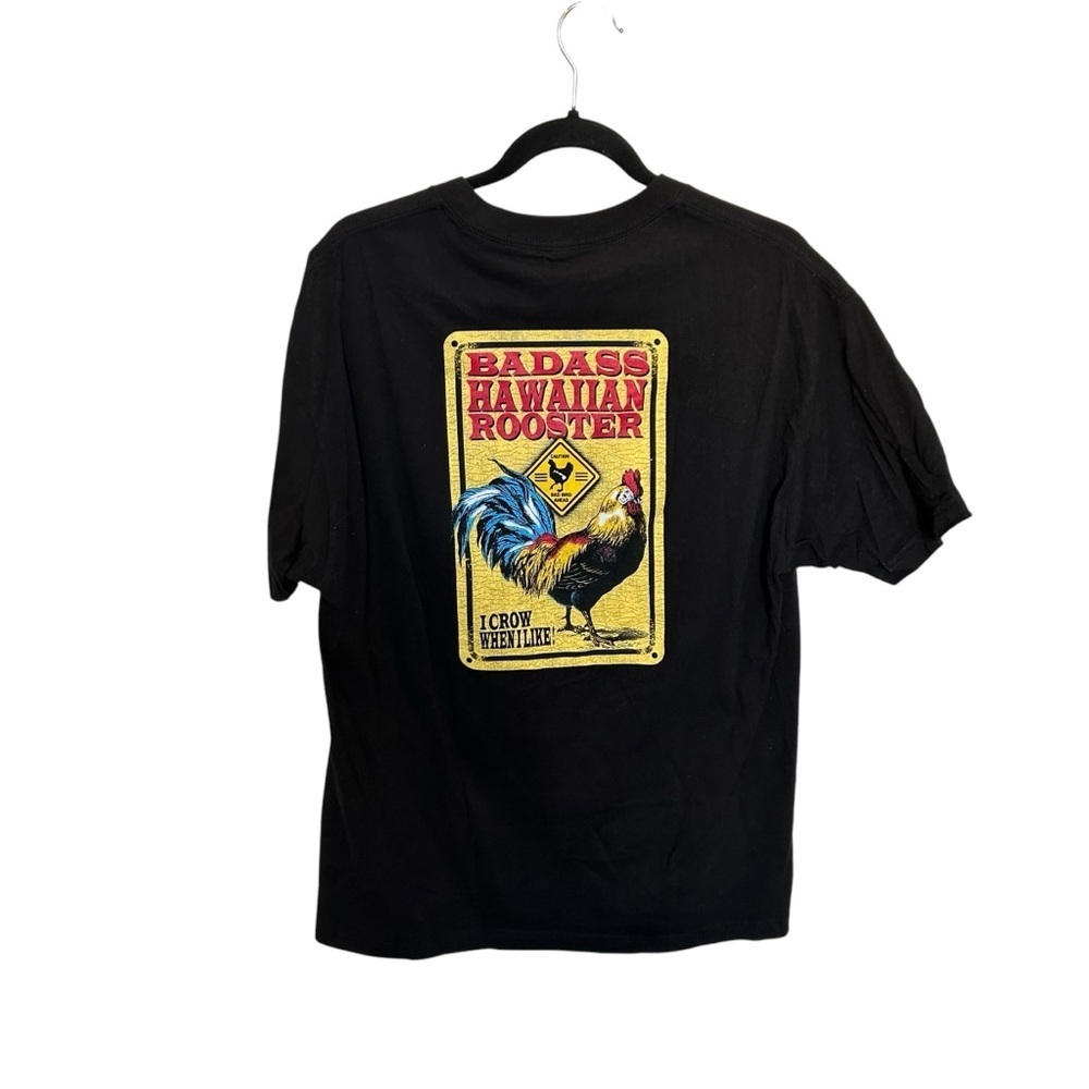 Badass Hawaiian Rooster Graphic Short Sleeve Tee - Black